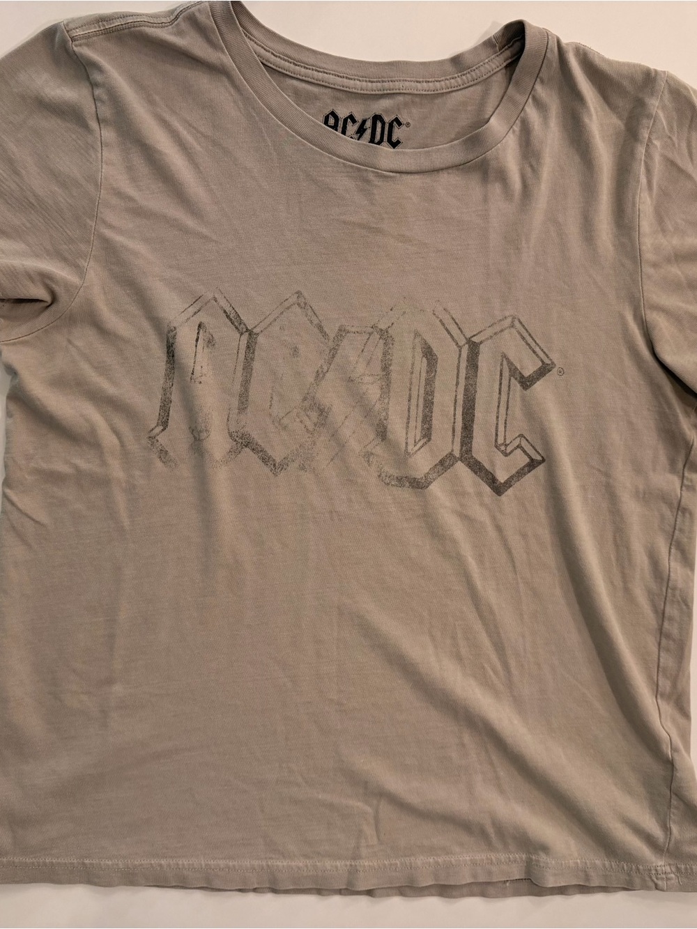 Lucky Brand AC/DC Distressed Graphic Tee Gray M EUC